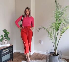 7 summer pants outfits that show off the season s latest trends, Pink and red summer outfit with joggers