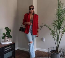7 summer pants outfits that show off the season s latest trends, Head scarf outfit with a blazer and jeans