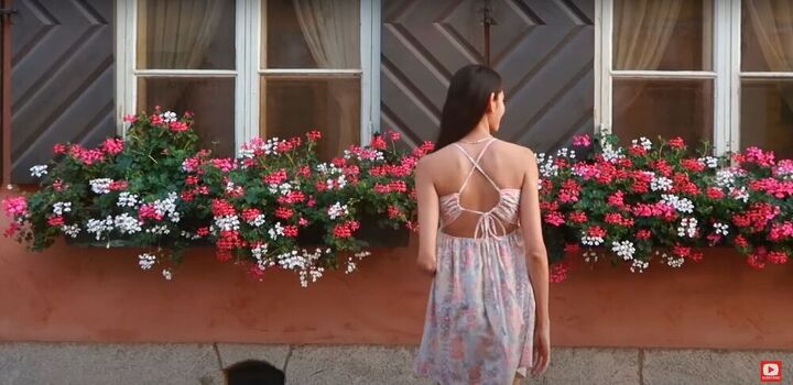 this pretty diy backless dress was made from an old maxi skirt, DIY backless dress