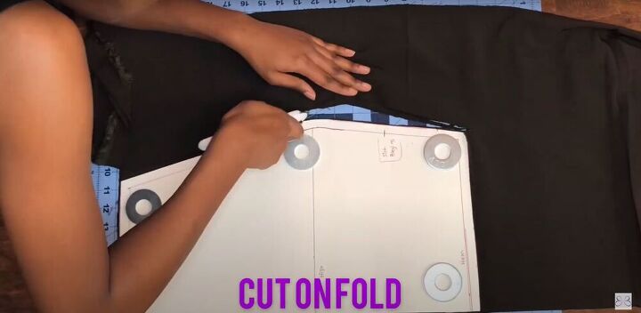 how to make a mini skirt easy step by step diy tutorial, Cutting out the pieces of the fabric