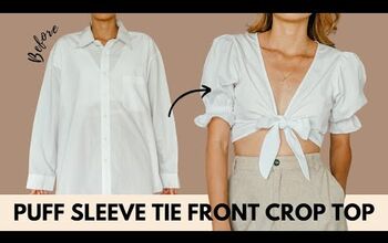 Make This Cute Puff Sleeve Crop Top Out of An Old Men's Shirt