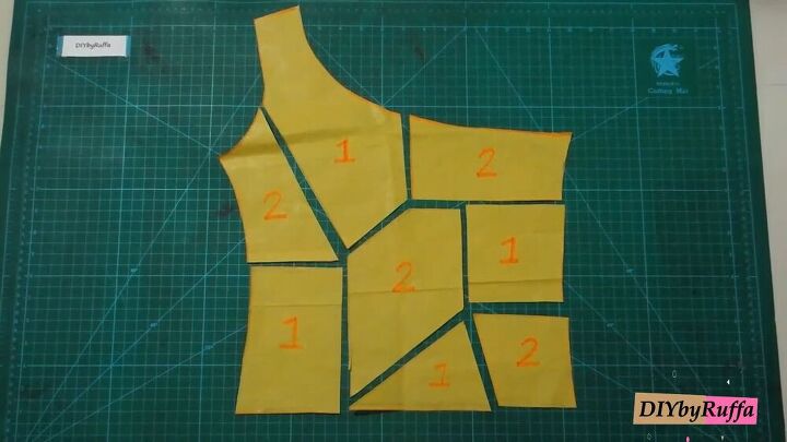 how to make a funky diy patchwork top from two old t shirts, Patchwork pattern pieces