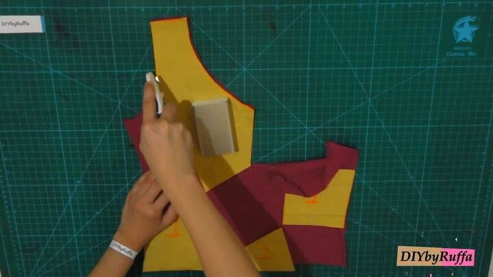 how to make a funky diy patchwork top from two old t shirts, Cutting out the patchwork pieces