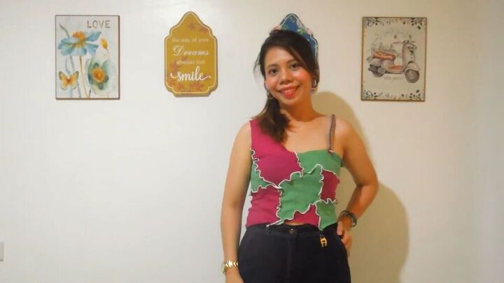 how to make a funky diy patchwork top from two old t shirts, DIY patchwork top