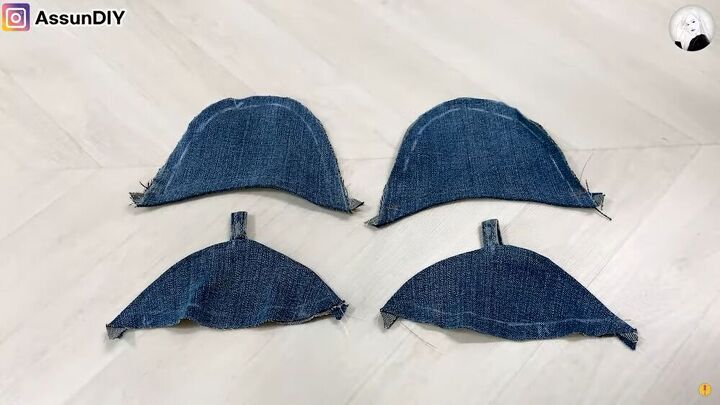 how to turn old flip flops jeans into cute diy denim sandals, Denim shoe pieces stitched together
