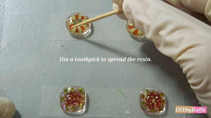 have you tried making resin earrings check out this diy tutorial, Spreading out the top layer of resin