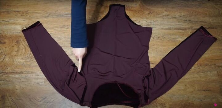 how to make a bodysuit from a dress easy diy bodysuit tutorial, Pinning the side seams of the sleeves