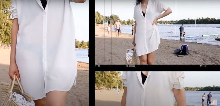 what to wear to the beach 3 simple summer beach outfits, White shirtdress over a swimsuit