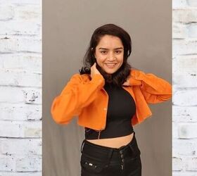 Make a DIY Cropped Jacket & Headband From Your Dad's Old Shirt