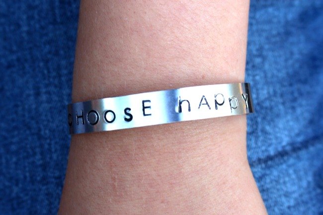 hand stamped bracelets for happiness