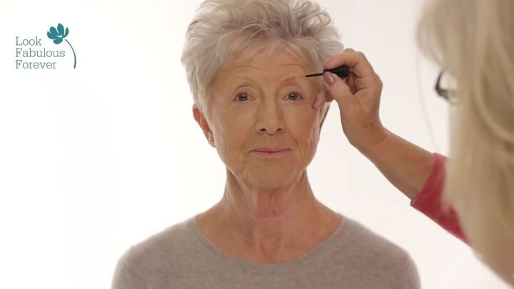 enhancing lip eye makeup for women over 60, Filling in gray eyebrows with a brow brush