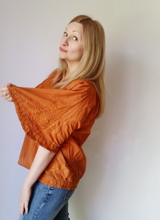 how to upsize a shirred top a batwing shirt refashion