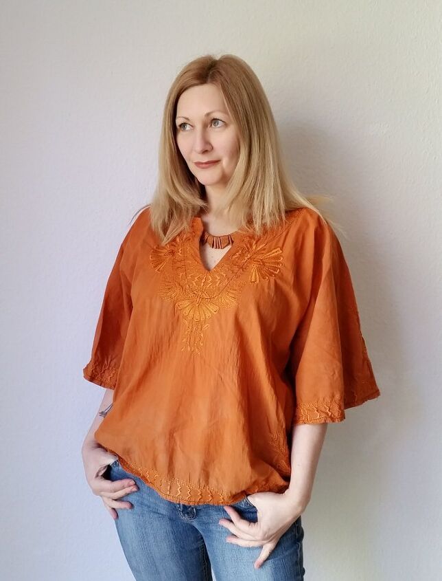 how to upsize a shirred top a batwing shirt refashion