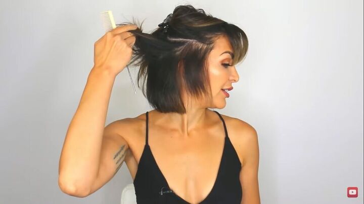 how to use tape in extensions on short hair for instant natural volume, Parting and sectioning hair