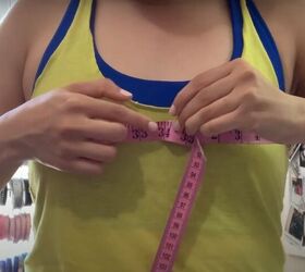 how to make a shirred tube top from an old men s shirt, Taking bust measurements