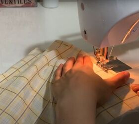 how to make a shirred tube top from an old men s shirt, Hemming the edges of the bodice