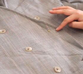 how to sew a blazer dress pants from your dad s old suit, Pinning the front of the blazer dress