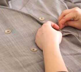 how to sew a blazer dress pants from your dad s old suit, Hand stitching the front of the blazer dress