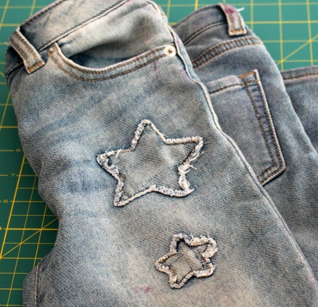recycled jeans and felt apron with the dresden template