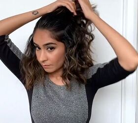 5 cute curly long bob hairstyles that are super easy to do, Pulling hair to the back
