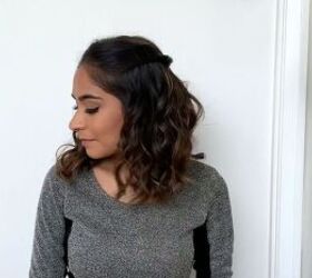 5 cute curly long bob hairstyles that are super easy to do, Curly long bob hairstyle with twist tie