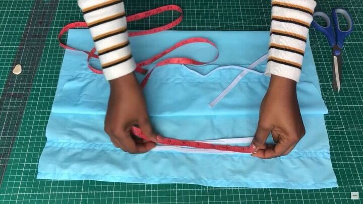 how to sew a shirred top simple step by step tutorial, Measuring the sleeve elastic