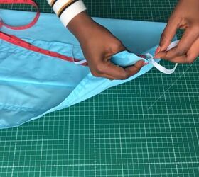 how to sew a shirred top simple step by step tutorial, Inserting the elastic into the fabric tunnels