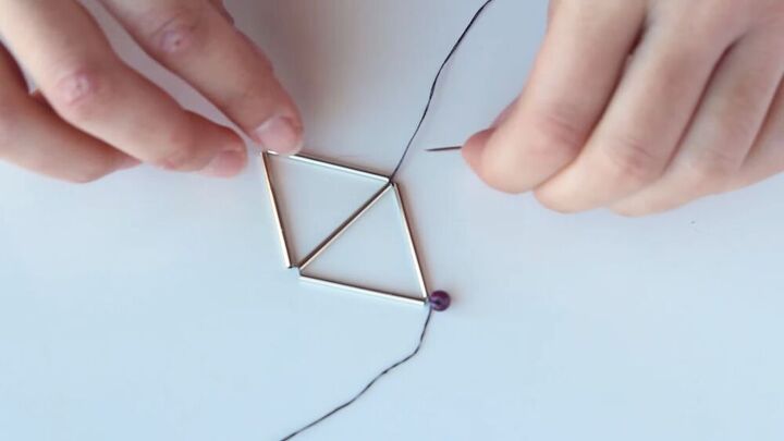 this diy geometric necklace is cool simple so easy to make, Creating a diamond shape with two triangles