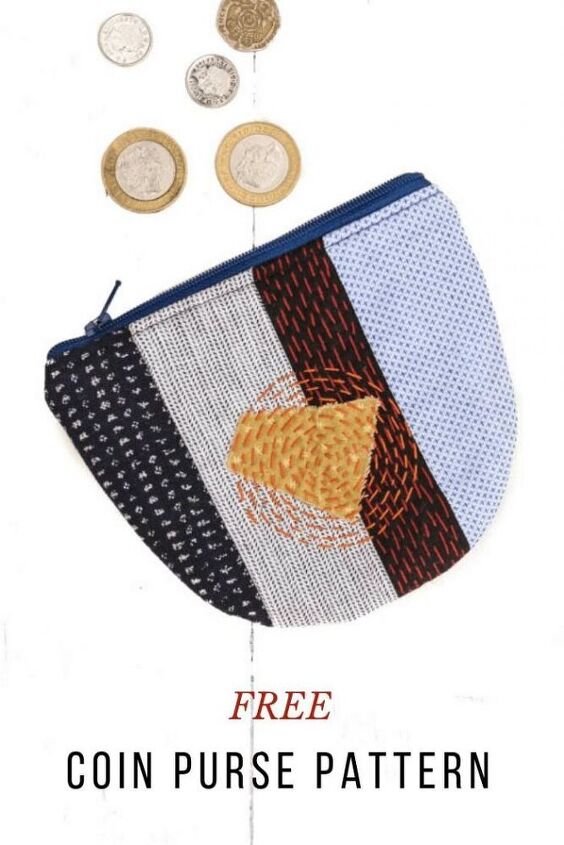 sashiko cute coin purse pattern
