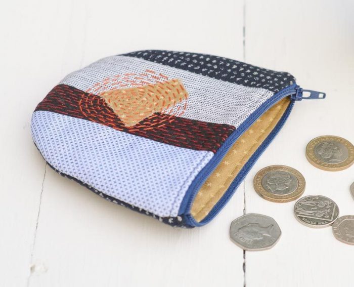 sashiko cute coin purse pattern