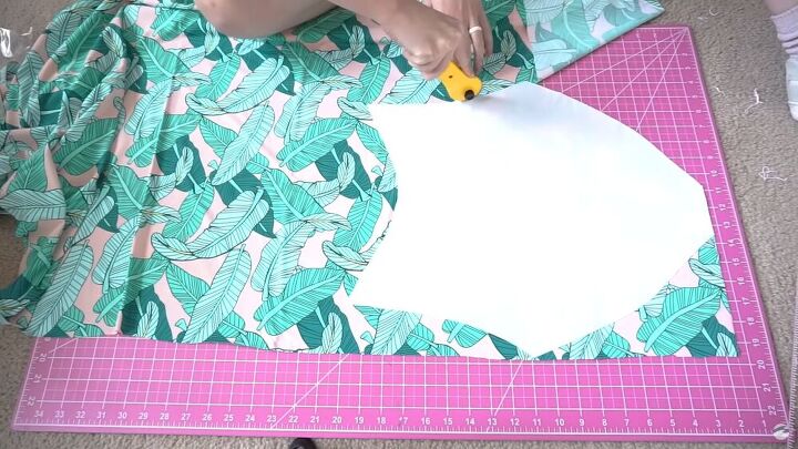 ready for the beach try making this deep v neck diy bathing suit, Cutting the fabric for the DIY bathing suit