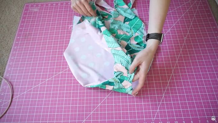 ready for the beach try making this deep v neck diy bathing suit, Turning the fabric