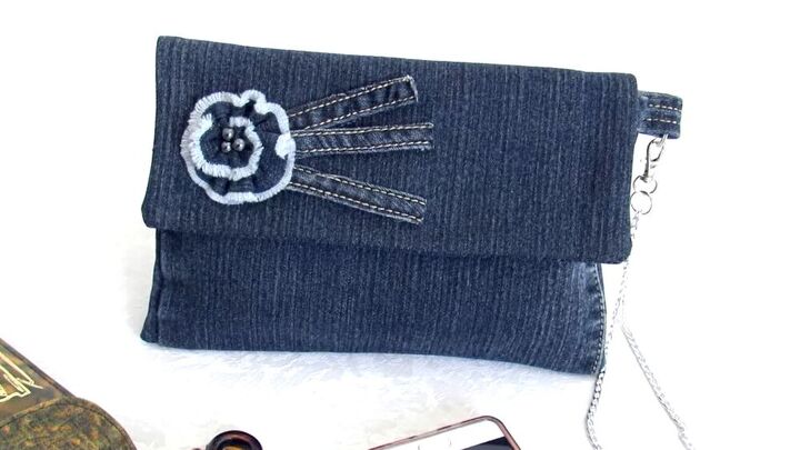 got an old pair of jeans turn them into a cute diy denim clutch, How to make a DIY denim clutch purse