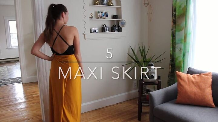 1 garment 5 different ways diy multiway dress pants skirt romper, DIY maxi skirt from the back