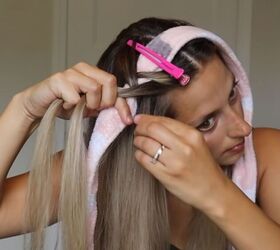 how to create perfect overnight heatless curls with the wrap method, Wrapping the hair around the robe