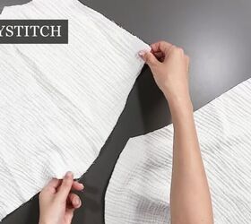 everything you need to know about sewing double gauze fabric, Staystitch on the double gauze fabric edges