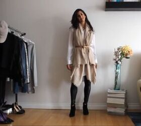 how to style a shirt dress 24 different ways, Shirt dress with a belted scarf
