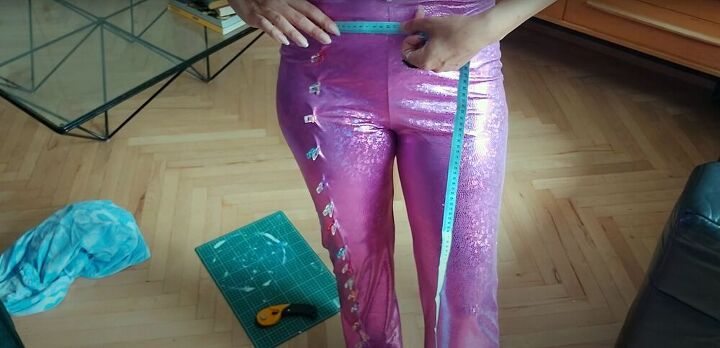 how to sew pants the fun sparkly disco way, Making the tucks at the front