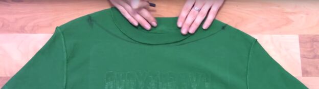 3 no sew diy t shirt cutting ideas that will give your tees new life, Marking the t shirt ready to cut