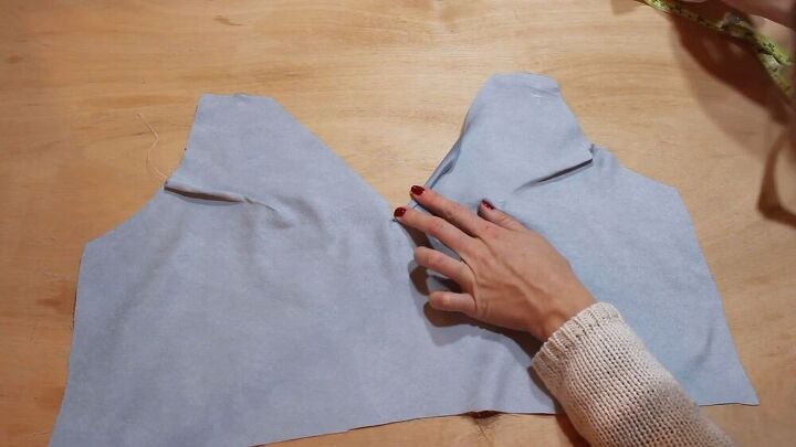 how to make a sexy cami top out of an old curtain, Folding the edges of the neckline