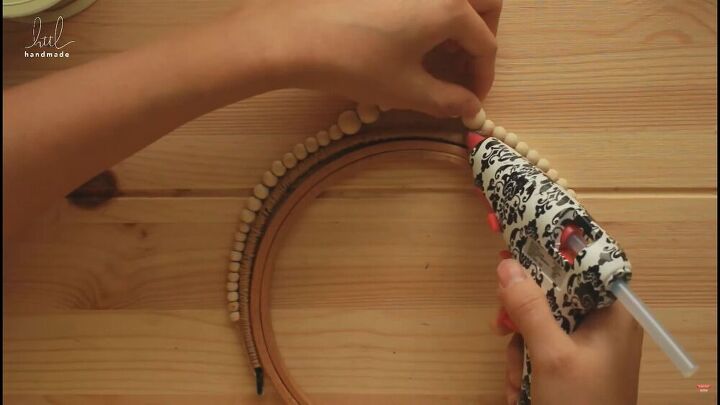 how to make this rustic vintage inspired diy beaded headband, Gluing the top beads in place