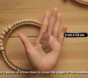 how to make this rustic vintage inspired diy beaded headband, Covering the headband ends with brown linen