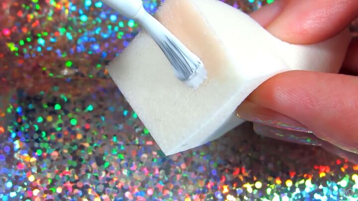 how to do french ombre nails easy diy tutorial, Applying white nail polish to a sponge