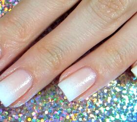 how to do french ombre nails easy diy tutorial, Applying a clear top coat of nail polish