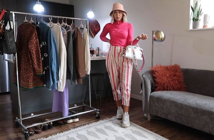 10 fun bucket hat outfit ideas for the fall, Pink leather bucket hat outfit