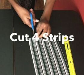 easy t shirt cutting hack how to make a diy wrap and tie crop top, Cutting four strips of material