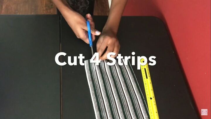 easy t shirt cutting hack how to make a diy wrap and tie crop top, Cutting four strips of material