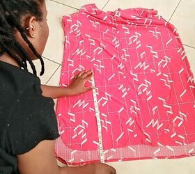 how to make a dress into a two piece cute skirt crop top set, Measuring the dress fabric to make the skirt