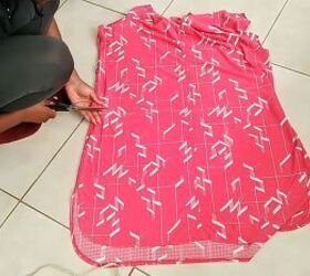 how to make a dress into a two piece cute skirt crop top set, Cutting out the fabric