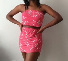 how to make a dress into a two piece cute skirt crop top set, How to make a dress into a two piece